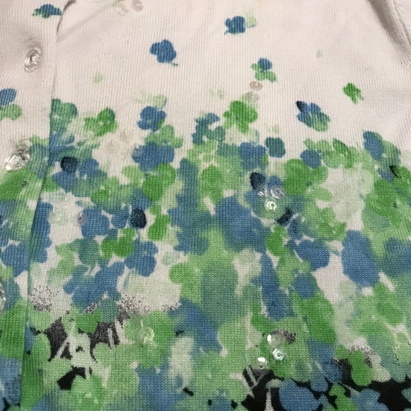 Charter Club 3/4 sleeve floral cardigan with sequins (tag missing-feels like 2X) - Picture 9 of 15